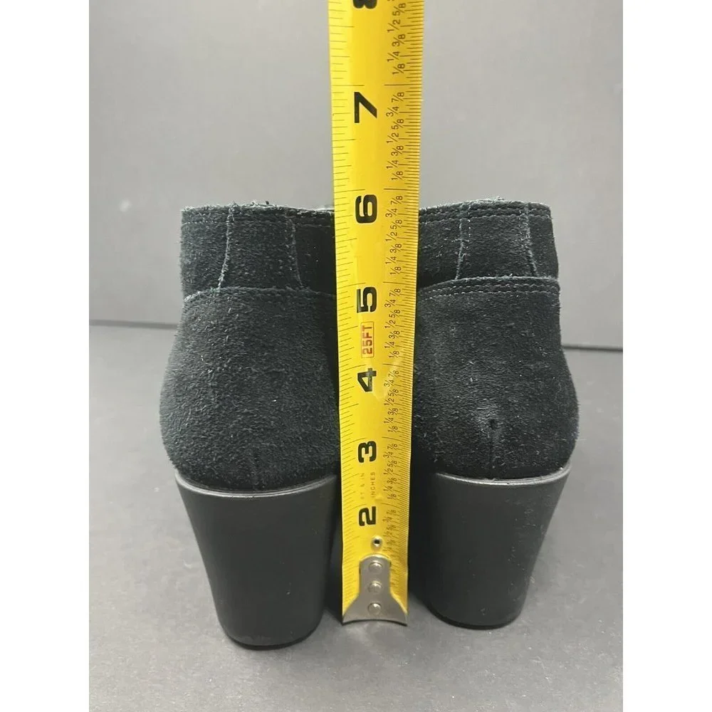 CROCS WOMEN'S LEIGH SUEDE WEDGE BOOTIE BLACK‎ #203419 SIZE 8.5